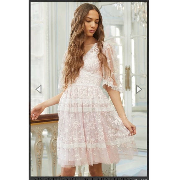 NWT Needle & thread Sweetheart Lace Mini Dress - Picture 4 of 5